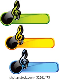 treble clef music note on colored tabs