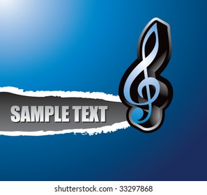 nota musical de treble clef en una pancarta rota