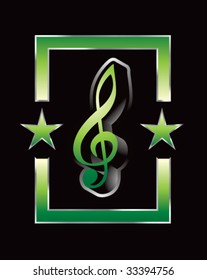 treble clef music note on star background