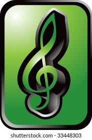 treble clef music note on green web button