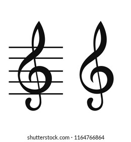 Treble clef, music note - stock vector