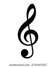Gráfico de Vector de símbolos de nota musical de agudos. Vector de alta calidad ilustración de icono de clave de agudos símbolo negro aislado sobre fondo blanco
