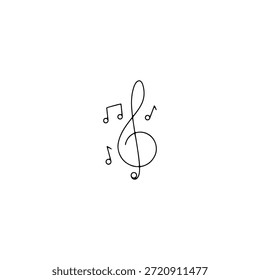 Treble clef and music notes icon flat vector design.