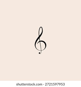 Llave de agudos y diseño de Vector plano de ícono de notas musicales.