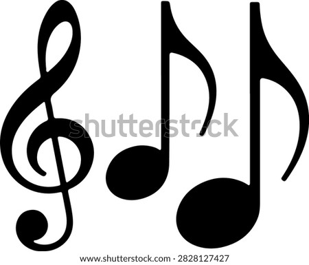 Treble clef and music notes icon for melody, sound and audio design