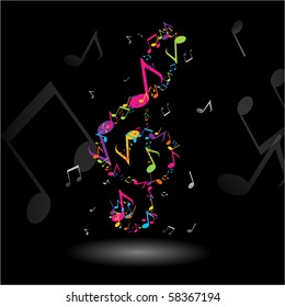 TREBLE CLEF MUSIC NOTES ILLUSTRATION