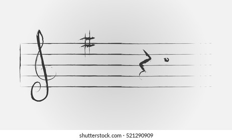 Treble Clef Music Notes Quarter Rest Note element. Art element