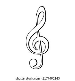 Treble clef. Music sign. Vector illustration.