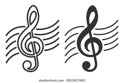 treble clef music symbol vector illustration on transparent background