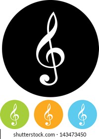 Treble clef music vector icon 