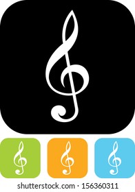 Treble clef music vector icon 