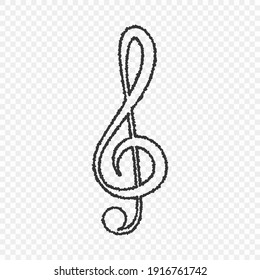 Treble clef. A musical element from the line. Grunge. vector design element, icon.