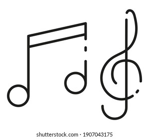 Treble clef and musical note. Thin line icons for web, applications and design. Minimalistic flat style.