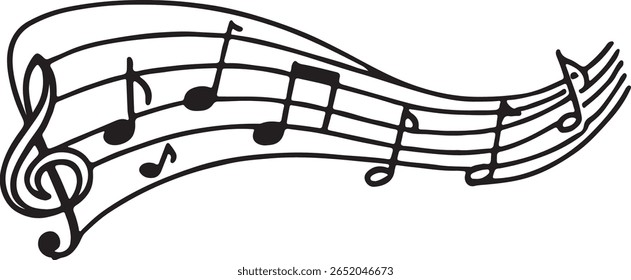 Treble clef notas musicais na melodia da equipe