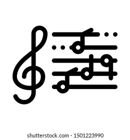 Treble Clef And Musical Notes Opera Element Vector Icon Thin Line. Contour Illustration