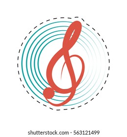 treble clef musical paper icon dotted line vector illustration eps 10