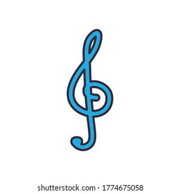 línea de notas de trébol y estilo de relleno diseño de iconos, música melodía canción música arte musical y tema de composición Ilustración vectorial