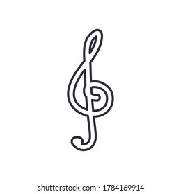 treble clef note line style icon design, Music sound melody song musical art and composition theme Vector illustration