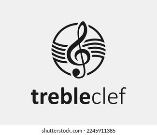 Treble Clef Note Music Melody Musical Quaver Tune Song Circle Round Wavy Line Vector Logo Design