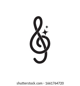 treble clef note musical melody sound music vector illustration silhouette style icon