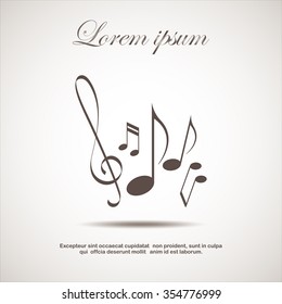 Treble Clef and notes. Abstract Vector Symbol, Icon