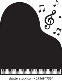 Treble clef, notas, piano de cola, teclado, música