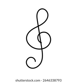 Treble clef notes isolated on white background. Music Symbol.
