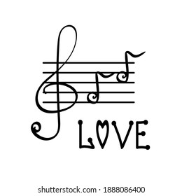 Treble Clef Notes Love Hand Drawn Stock Vector (Royalty Free ...