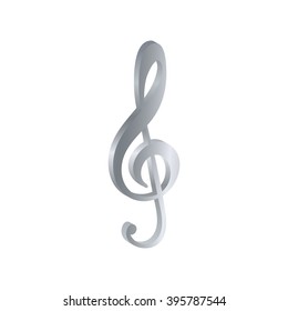 treble clef, the notes music, metal silver, on a white background vector