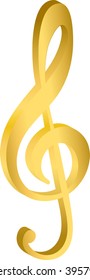 treble clef, the notes music, metal gold, on a white background vector