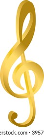 treble clef, the notes music, metal gold, on a white background vector