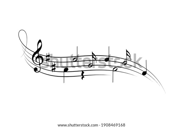 treble clef with notes on\
wavy lines