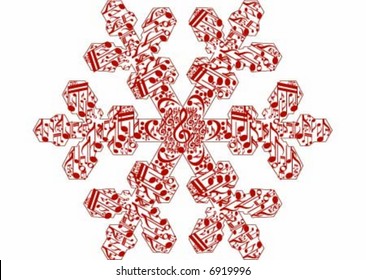 Treble clef and notes perfect snowflake