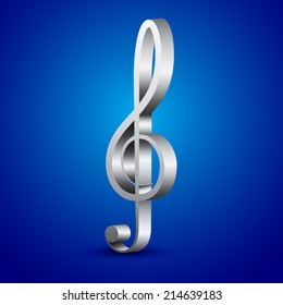 Treble clef on blue background
