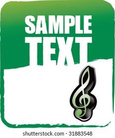 treble clef on green banner