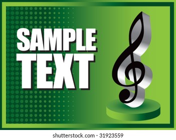 treble clef on green banner