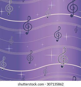 Treble clef on a purple background