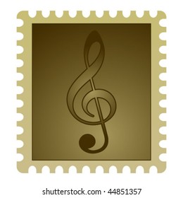 treble clef on stamp