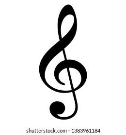 Treble clef on white background. Vector illustration