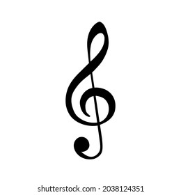 Treble clef on a white background. Symbol template for learning and recording melodies, compositions in musical notation. Vector.
