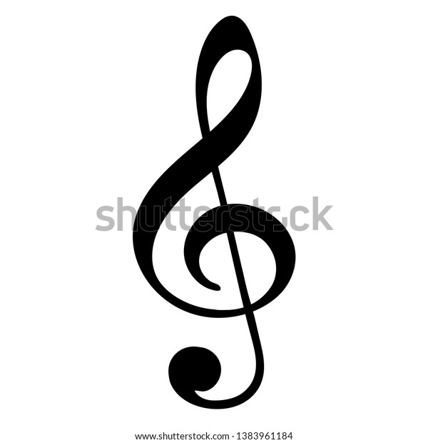 Treble Clef On White Background Vector 스톡 벡터(로열티 프리) 1383961184