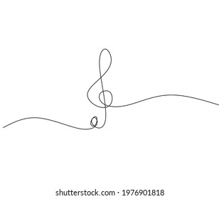 treble clef one line art vector