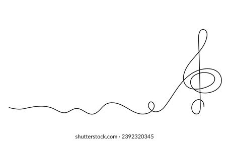 Treble clef arte de una línea, contorno continuo dibujado a mano. Concepto creativo artístico, diseño de plantilla minimalista. Trazo editable. Aislado. Ilustración del vector