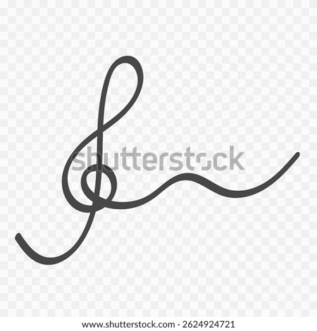 Treble clef one line drawning. Music concept. Sweet melody. Vector 