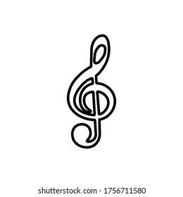 Treble clef outline icon. Symbol, logo illustration for mobile concept and web design.