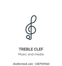 Treble clef outline vector icon. Thin line black treble clef icon, flat vector simple element illustration from editable music and media concept isolated on white background