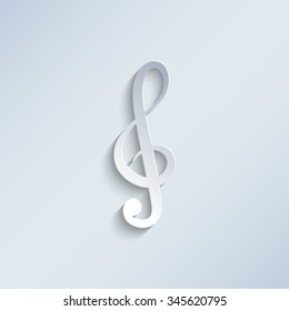 treble clef - paper vector icon