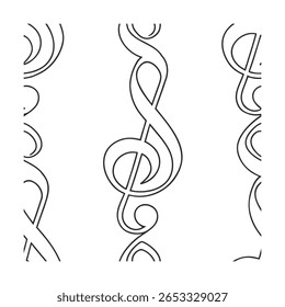 Treble Clef Pattern on with Repeating Musical Symbols Note