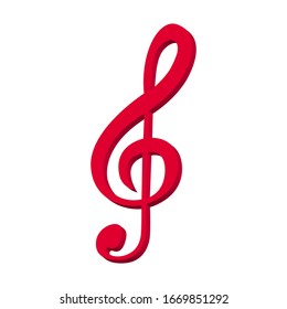 Treble Clef Pink On A White Background 3d, Vector