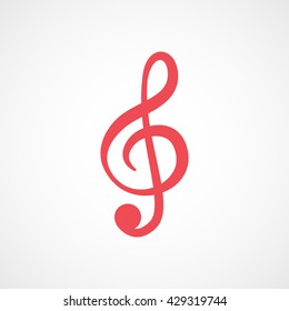 Treble Clef Red Icon On White Background